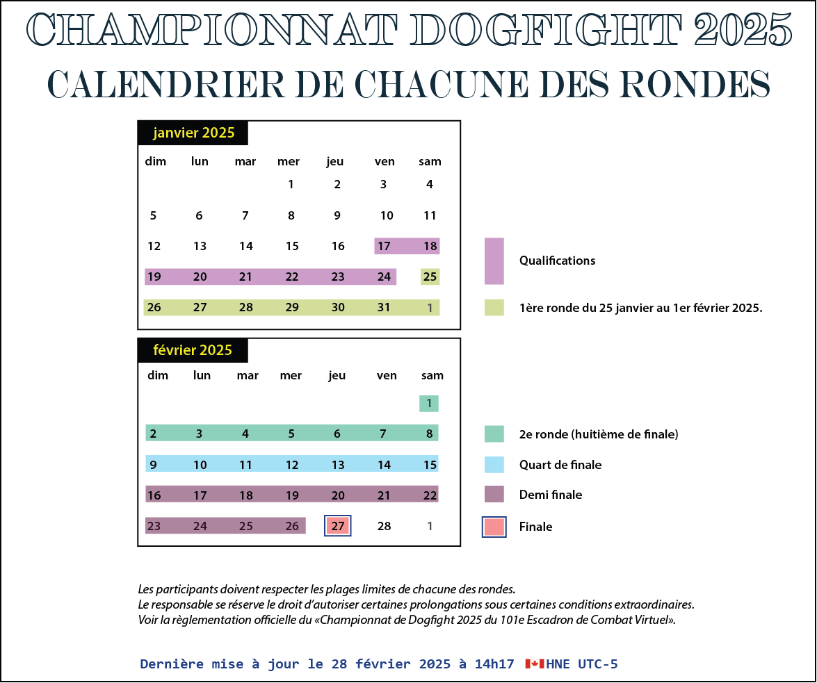 Calendrier des rondes 2025