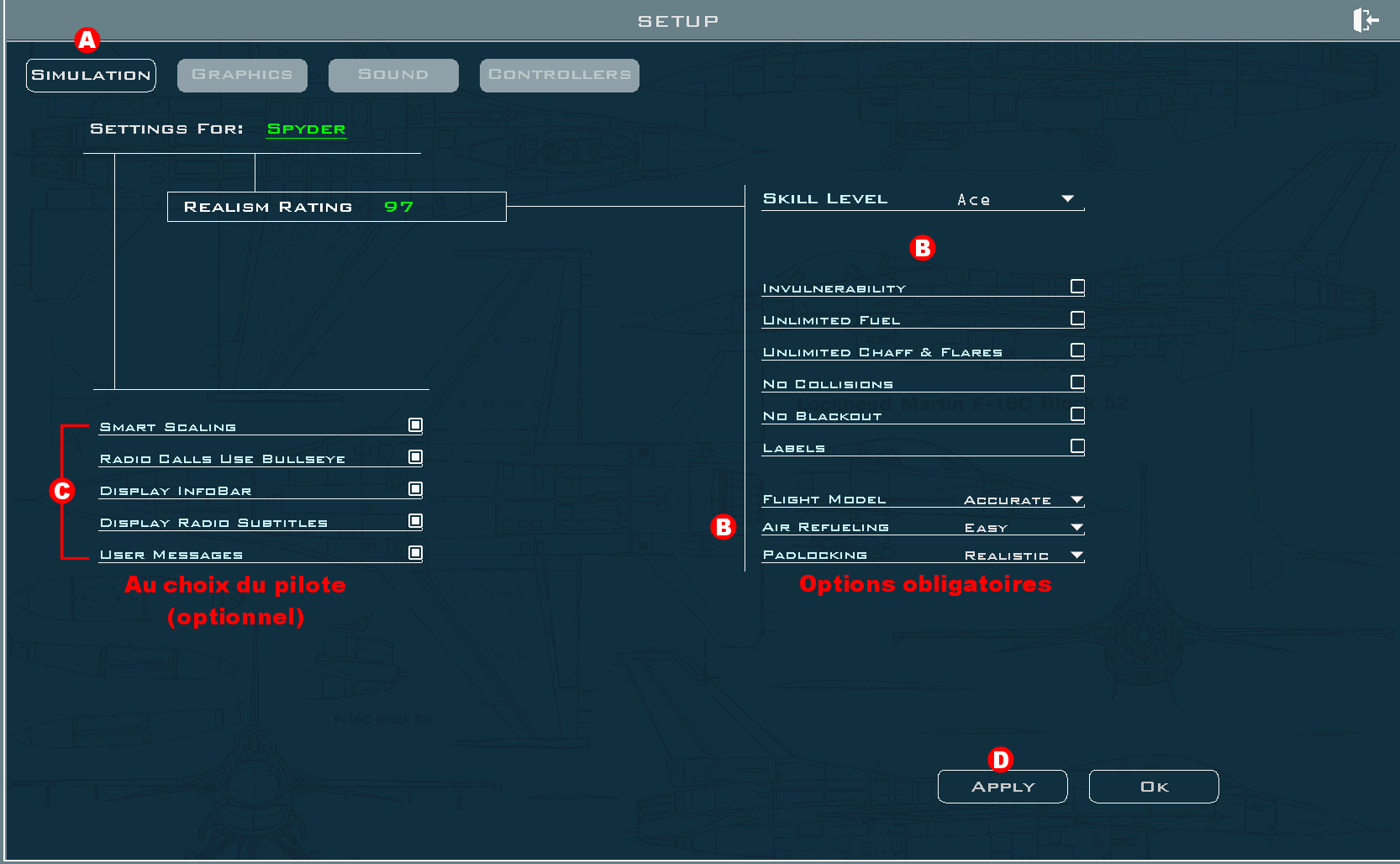 Configuration du simulateur