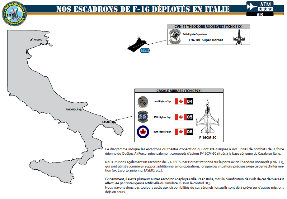 Localisation des escadrons du QAF